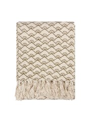 Yard Olive Green Saku Blossom Fringed 100% Cotton Throw - Image 2 of 4
