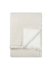 Yard Natural/Grey Skye Sherpa Stripe 100% Cotton Throw - Image 2 of 5