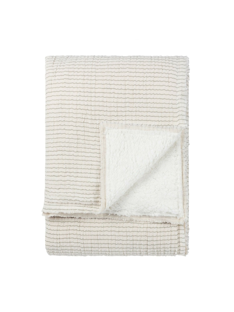 Yard Natural/Grey Skye Sherpa Stripe 100% Cotton Throw - Image 2 of 5
