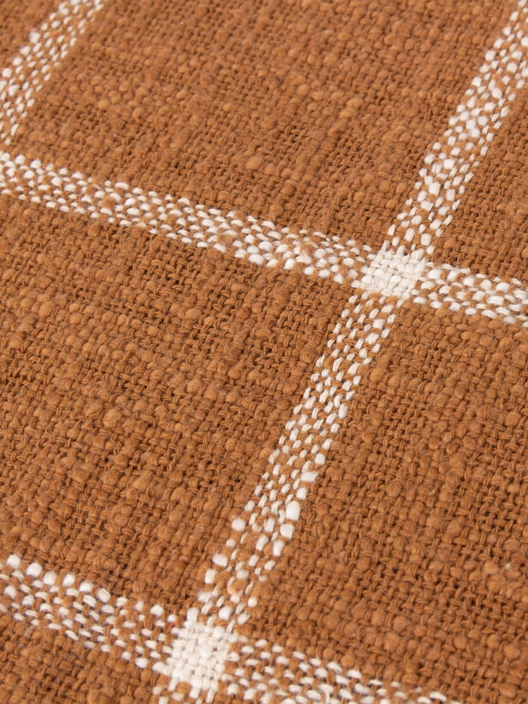 Yard Ginger Brown Beni Check Fringed 100% Cotton Throw - Image 4 of 4 Yard Ginger Brown Beni Check Fringed 100% Cotton Throw - Image 4 of 4