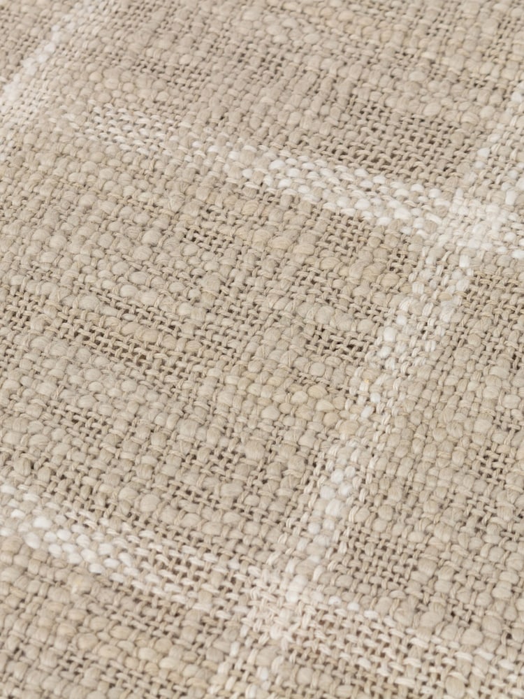 Yard Stone Beige Beni Check Fringed 100% Cotton Throw - Image 4 of 4 Yard Stone Beige Beni Check Fringed 100% Cotton Throw - Image 4 of 4