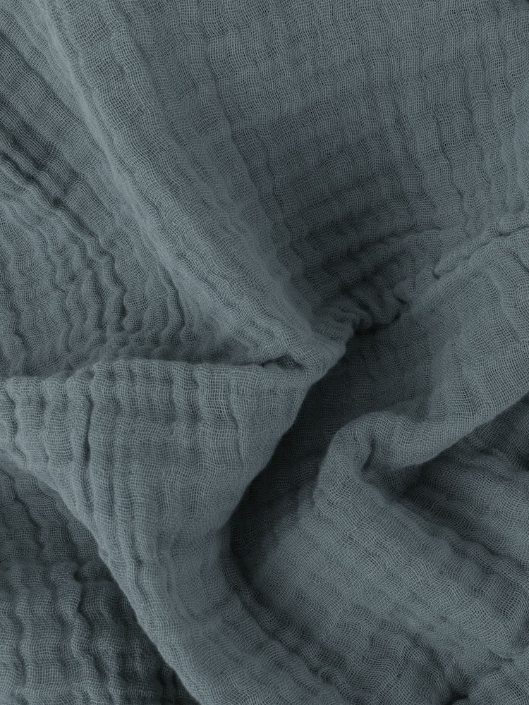 Yard Dusk Blue Lark 4 Layer Muslin Crinkle 100% Cotton Throw - Image 4 of 4 Yard Dusk Blue Lark 4 Layer Muslin Crinkle 100% Cotton Throw - Image 4 of 4