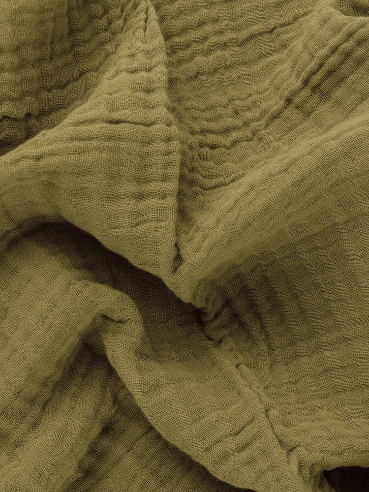 Yard Khaki Green Oversized Lark 4 Layer Muslin Crinkle 100% Cotton Throw - Image 5 of 6