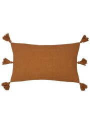 Yard Pecan Brown Folis Embroidered Feather Filled 100% Cotton Cushion - Image 4 of 7