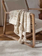 Yard Natural Beige Heath Cotton Tasselled Throw - Image 1 of 4