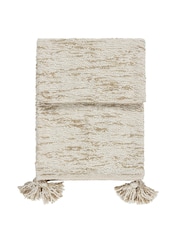 Yard Natural Beige Heath Cotton Tasselled Throw - Image 3 of 4