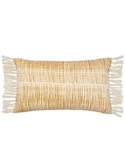 Yard Cumin Yellow Sono Ink Abstract Fringed Feather Filled Cushion - Image 3 of 7