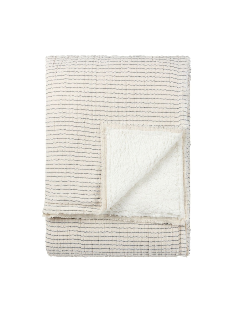 Yard Natural/Ink Skye Sherpa Stripe 100% Cotton Throw - Image 2 of 6