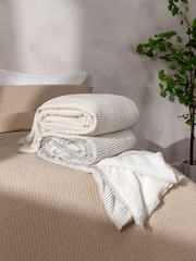 Yard Natural/Ink Skye Sherpa Stripe 100% Cotton Throw - Image 6 of 6