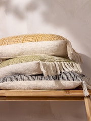 Yard Sono Ink Abstract Fringed Feather Filled Cushion - Изображение 2 из 7