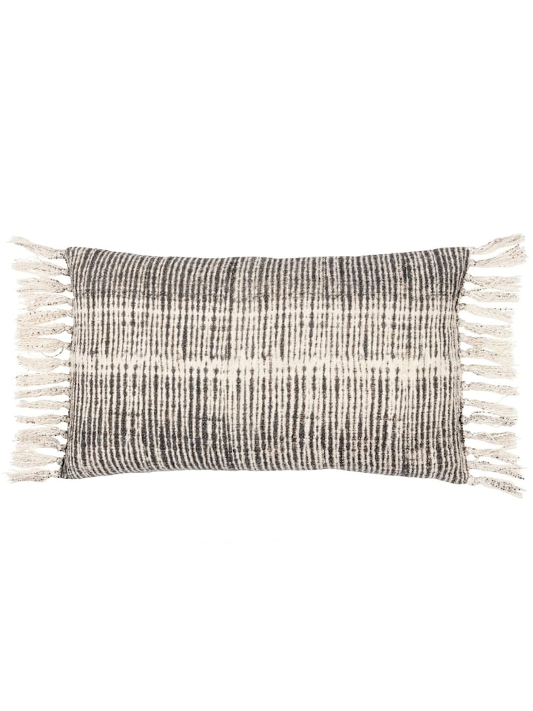 Yard Black Sono Ink Abstract Fringed Feather Filled Cushion - Image 3 of 7