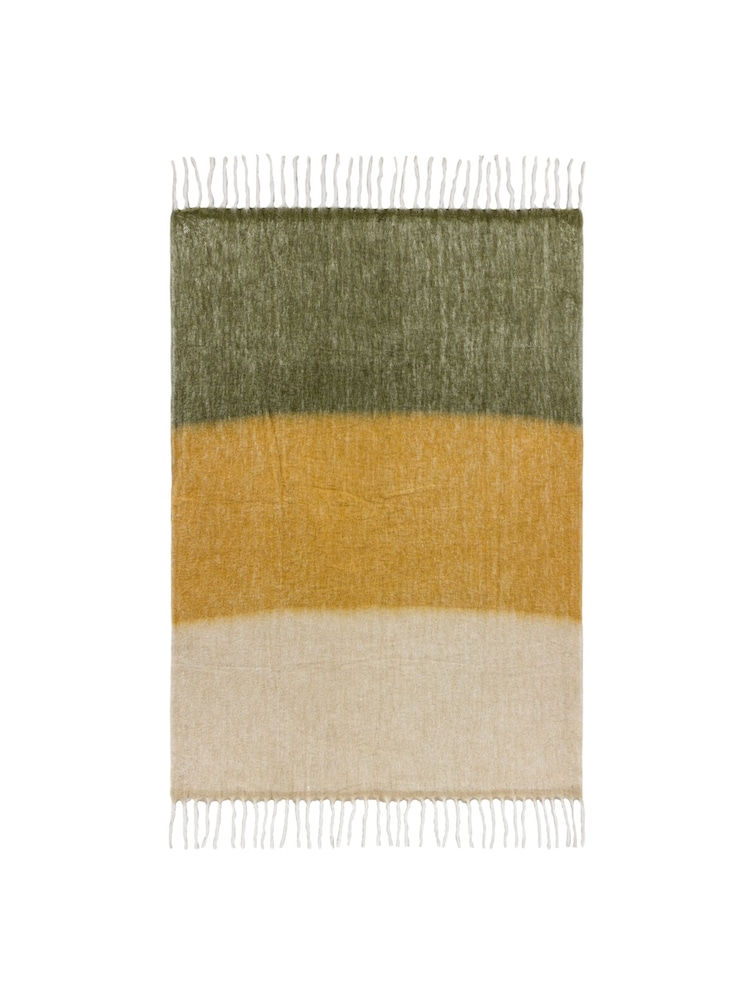 Yard Natural Beige/Moss Green Rawton Ombre Herringbone Throw - Image 1 of 4 Yard Natural Beige/Moss Green Rawton Ombre Herringbone Throw - Image 1 of 4