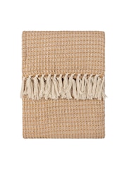 Yard Honey Lorne Waffle Fringed 100% Cotton Throw - Image 1 of 4