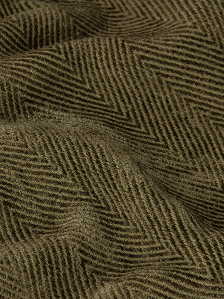 Yard Lichen Green Harri Herringbone Fringed 100% Cotton Throw - Image 4 of 4