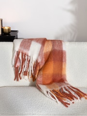 Furn Orange Juno Check Throw - Image 1 of 4