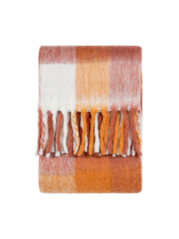 Furn Orange Juno Check Throw - Image 2 of 4