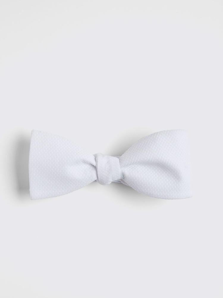 MOSS White 100% Cotton Marcella Self Bow Tie - Image 1 of 2