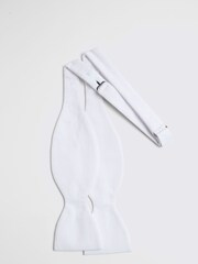 MOSS White 100% Cotton Marcella Self Bow Tie - Image 2 of 2