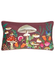 Wylder Nature Purple Wild Garden Mushroom Velvet Piped Feather Filled Cushion - Image 3 of 7