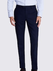 MOSS Ink Blue Slim Fit Check Trousers - Image 1 of 1