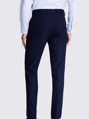 MOSS Ink Blue Slim Fit Check Trousers - Image 2 of 3
