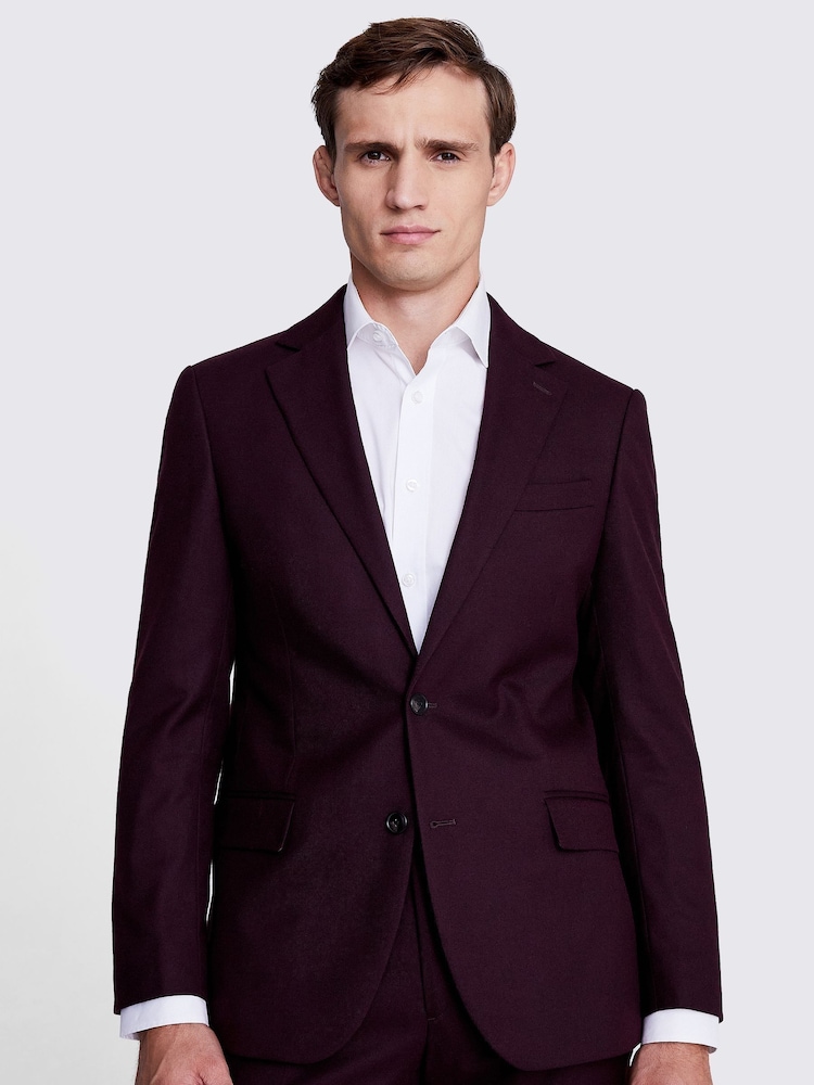 MOSS Claret Red Tailored Fit Flannel Jacket - Image 1 of 6