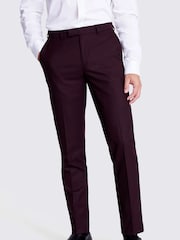 MOSS Claret Red Tailored Fit Flannel Trousers - Image 1 of 3