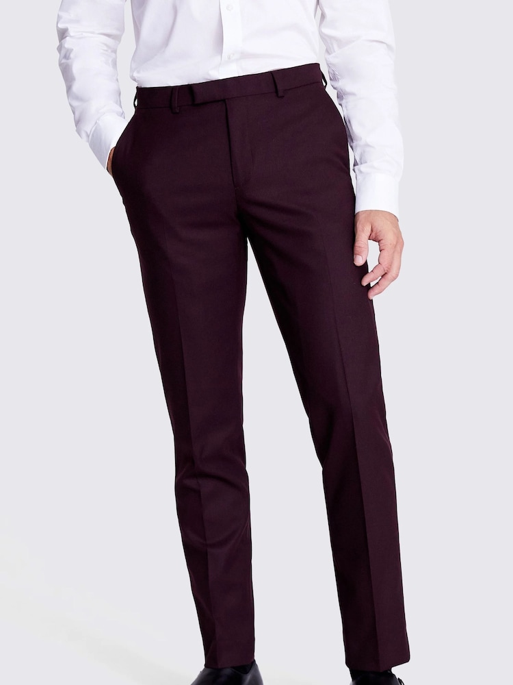 MOSS Claret Red Tailored Fit Flannel Trousers - Image 1 of 3