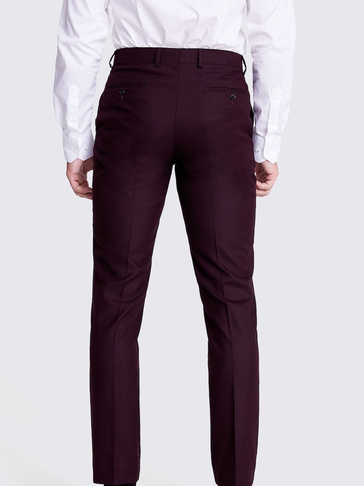 MOSS Claret Red Tailored Fit Flannel Trousers - Image 2 of 3