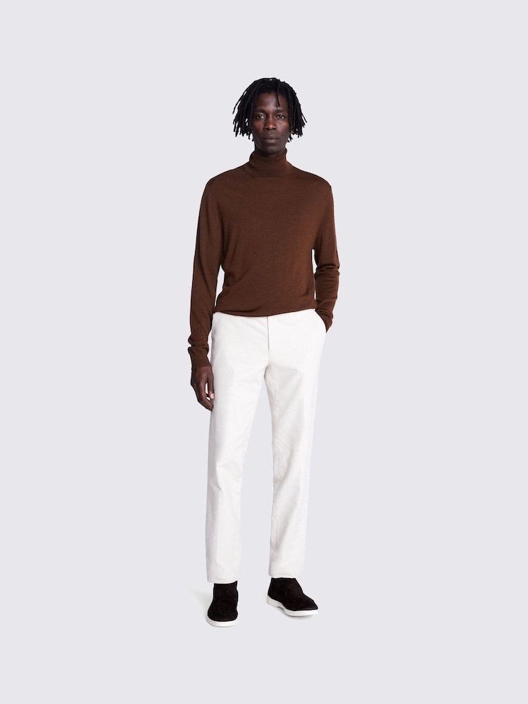 MOSS White Tailored Fit Moleskin 100% Cotton Trousers - Image 1 of 4