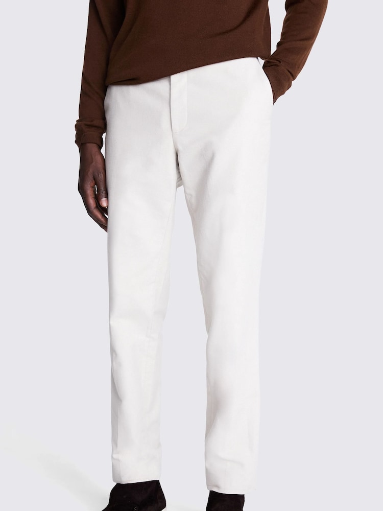 MOSS White Tailored Fit Moleskin 100% Cotton Trousers - Image 2 of 4