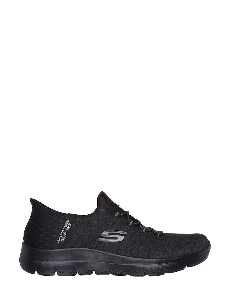 Skechers Black Chrome Pink Womens Slip In Summits Dazzling Haze Trainers - Image 1 of 5