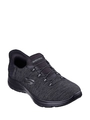 Skechers Black Chrome Pink Womens Slip In Summits Dazzling Haze Trainers - Image 3 of 5