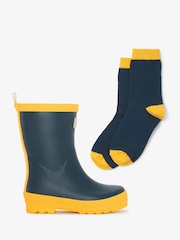Hatley Blue Waterproof Matte Rain Boots - Imagen 4 de 8