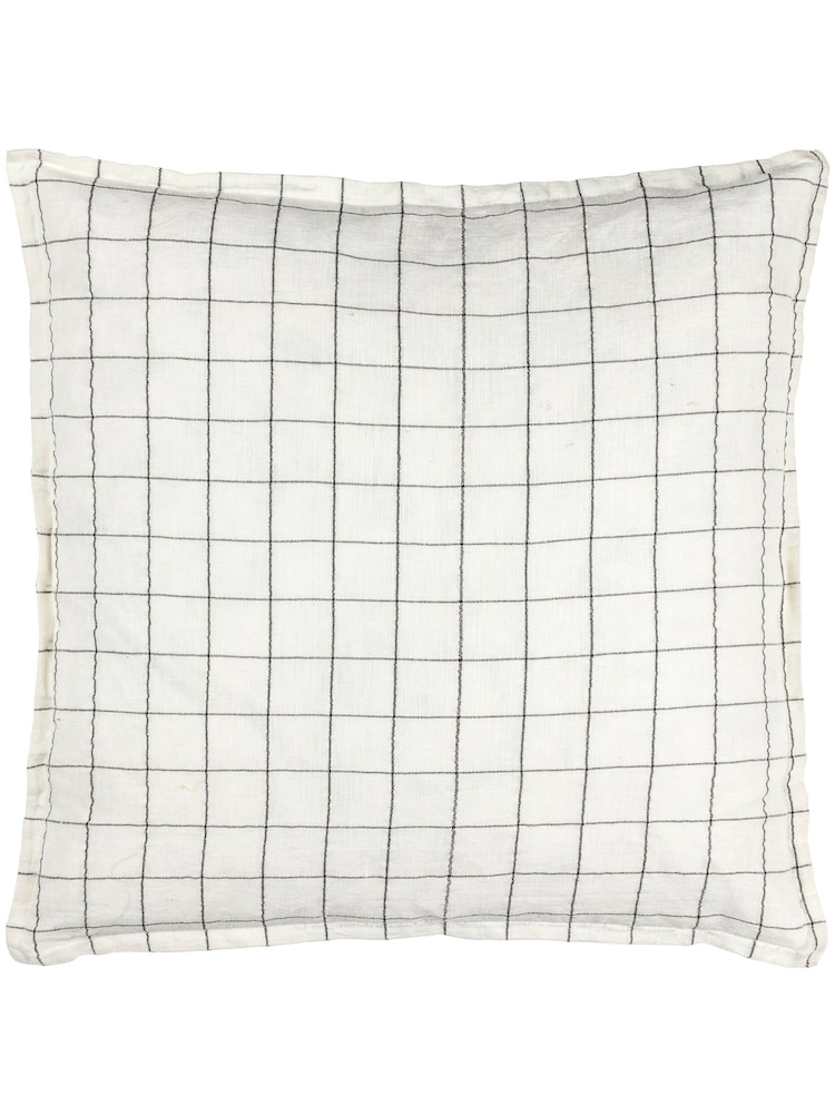 Yard 100% Linen Grid Check Polyester Filled Cushion - Image 3 of 6