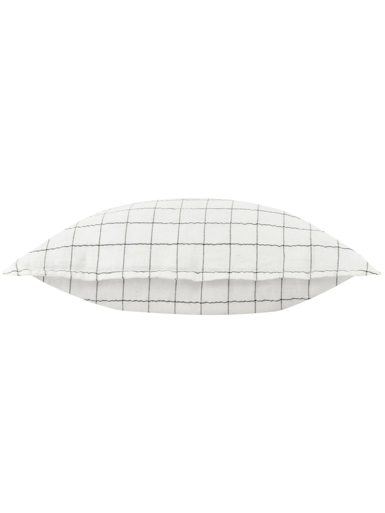 Yard 100% Linen Grid Check Polyester Filled Cushion - Image 4 of 6