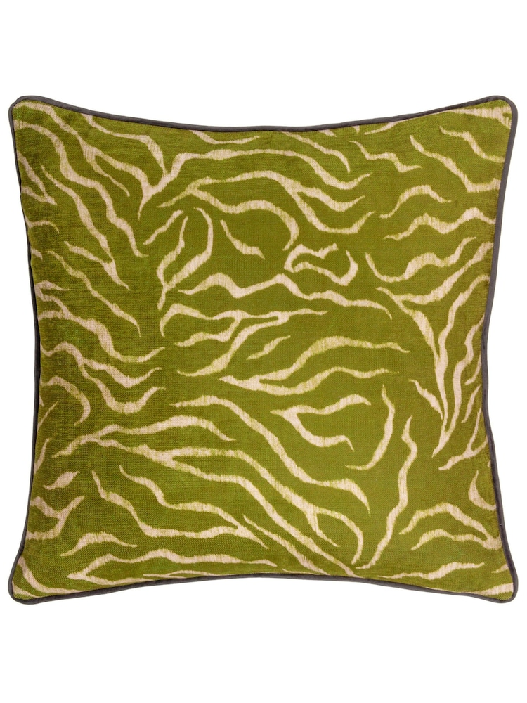 Wylder Green Jurong Tiger Chenille Animal Print Polyester Fille Cushion - Image 2 of 3