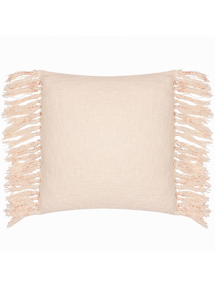 Yard Pecan Brown Saku Blossom Fringed Feather Filled 100% Cotton Cushion - Image 4 of 7