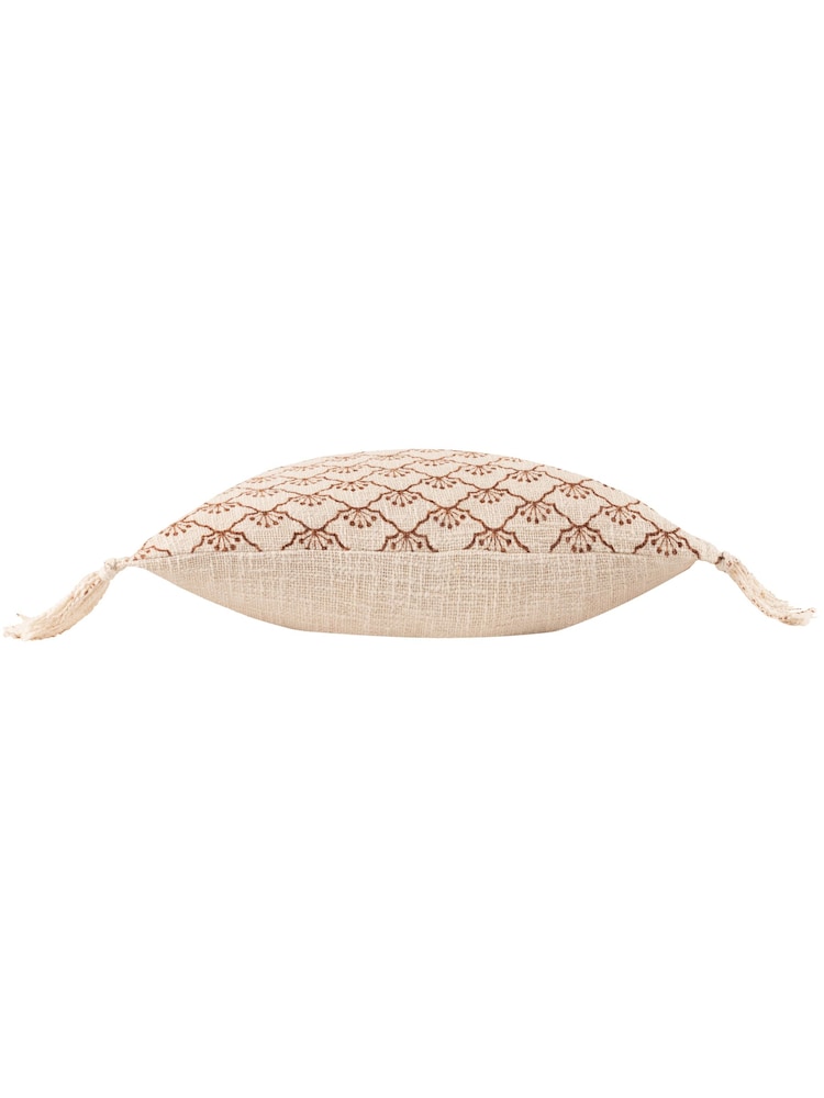 Yard Pecan Brown Saku Blossom Fringed Feather Filled 100% Cotton Cushion - Image 5 of 7