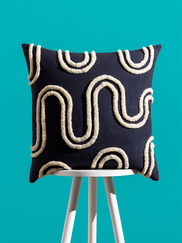 Heya Home Black Archie Tufted Feather Filled Cushion - Image 1 of 6