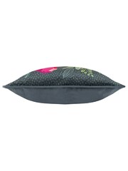Wylder Nature Grey Wild Garden Posies Velvet Piped Feather Filled Cushion - Image 6 of 8