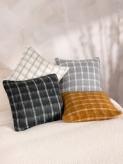 Yard Storm Grey Yarrow Check Polyester Filled Cushion - Image 2 of 6