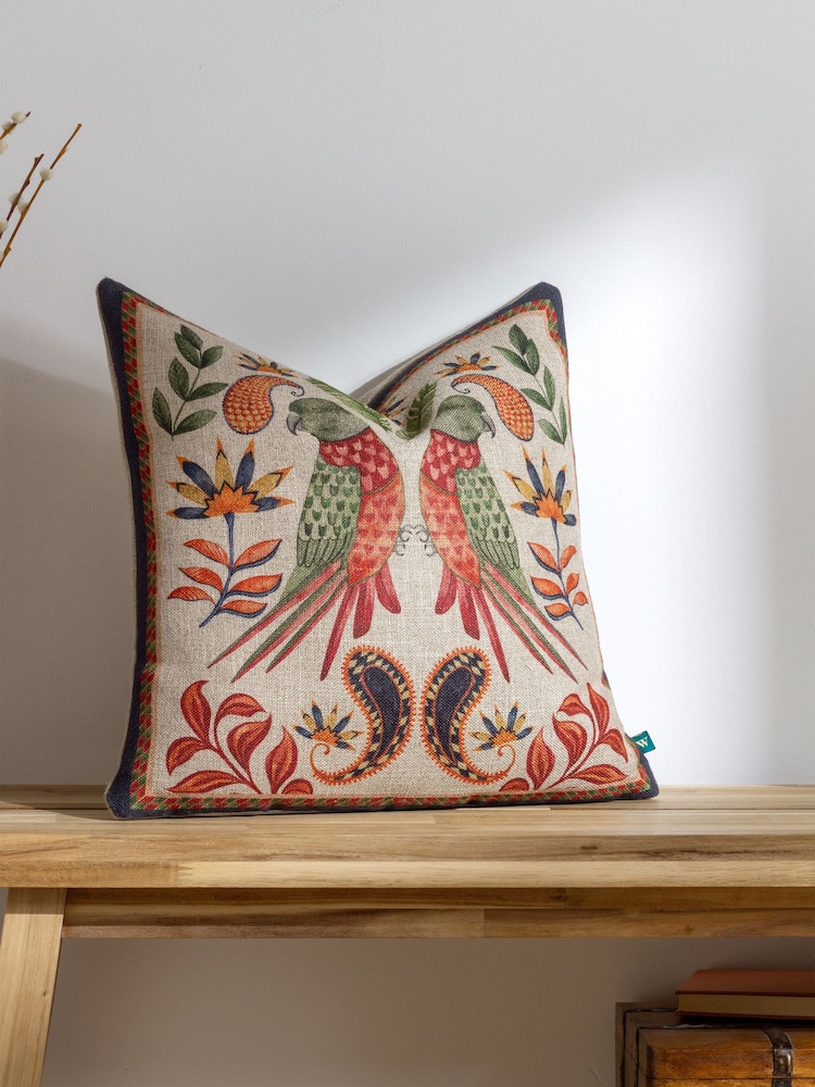 Wylder Tropics Natural Akamba Parrot Duo Tropical Polyester Filled Cushion - Image 1 of 6