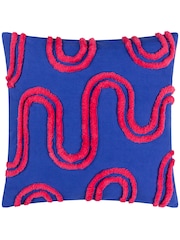 Heya Home Blue Archie Tufted Feather Filled Cushion - Image 3 of 7
