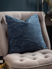 Paoletti Blue Stratus Jacquard Feather Filled Cushion - Image 1 of 6