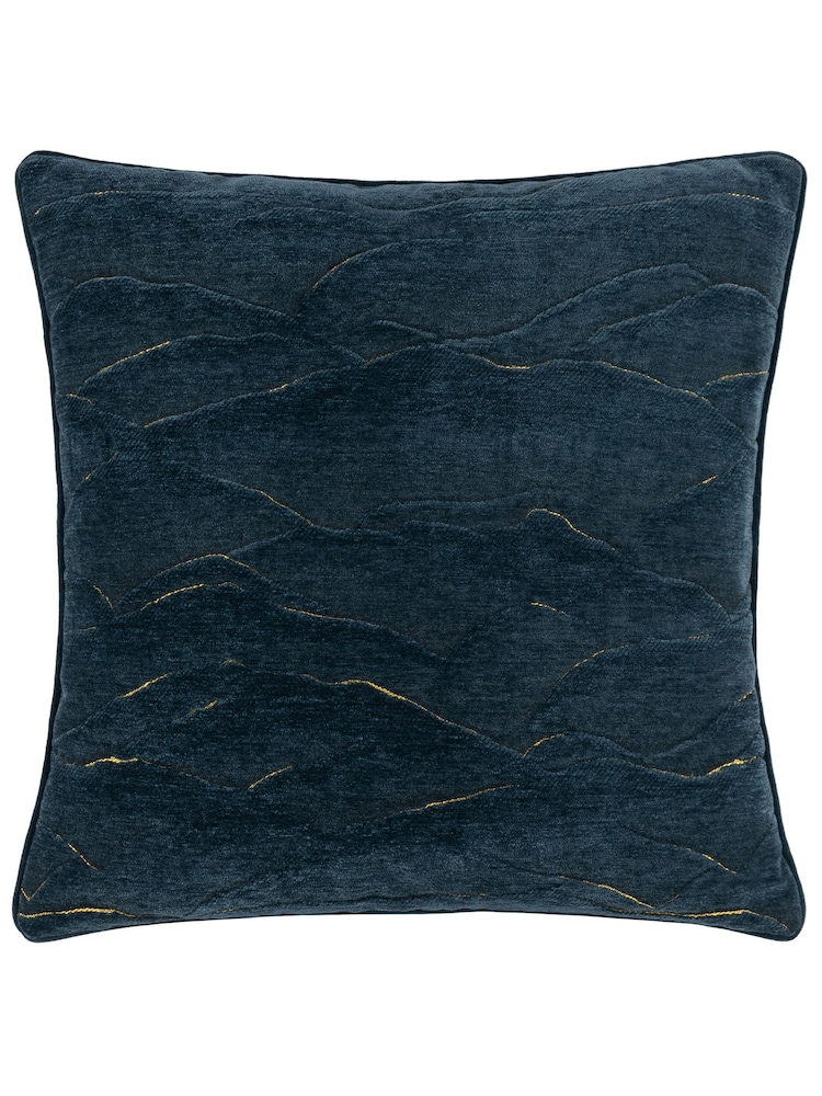 Paoletti Blue Stratus Jacquard Feather Filled Cushion - Image 2 of 6