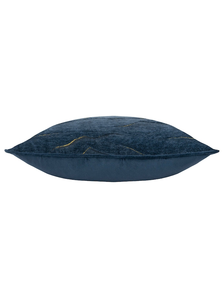 Paoletti Blue Stratus Jacquard Feather Filled Cushion - Image 4 of 6