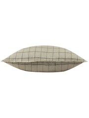 Yard Stone Beige 100% Linen Grid Check Feather Filled Cushion - Image 4 of 5