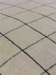 Yard Stone Beige 100% Linen Grid Check Feather Filled Cushion - Image 5 of 5