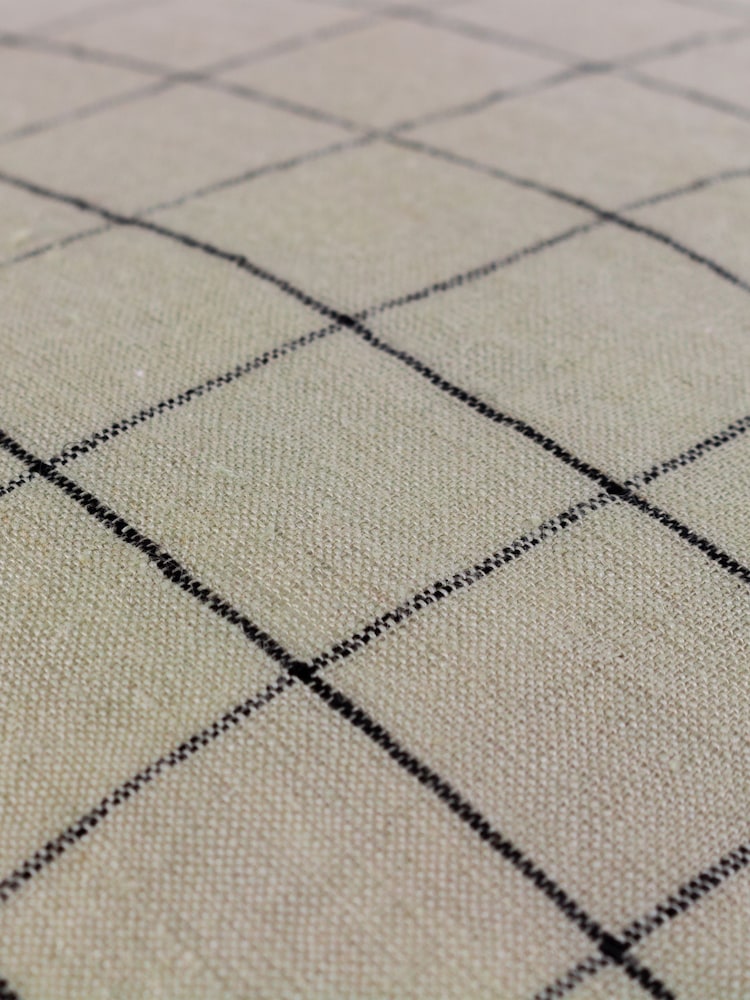 Yard Stone Beige 100% Linen Grid Check Feather Filled Cushion - Image 5 of 5